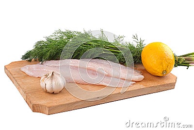 Fish, lemon and fresh dill Stock Photo