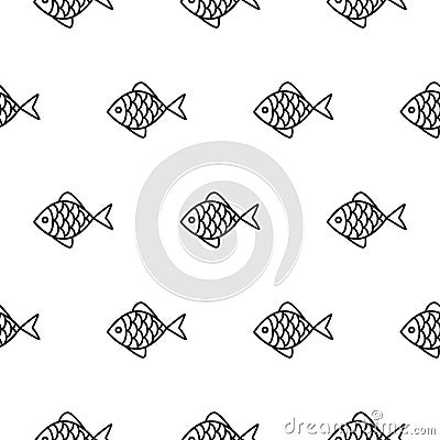 Fish line icon seamless vector pattern. Vector Illustration