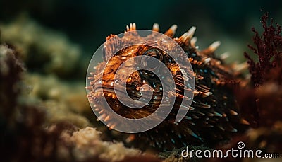 fish and lionfish swim in coral reef generated by AI Stock Photo