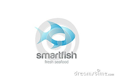Fish Logo 3D design vector Seafood Restaurant stor Vector Illustration