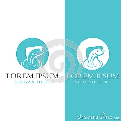 Fish logo, fishinghook, fish oil and seafood restaurant icon. With vector icon concept design illustration template Vector Illustration