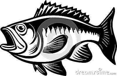 Fish Logo Monochrome Design Style Vector Illustration
