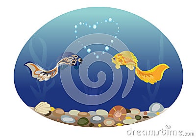 Fish in love Vector Illustration