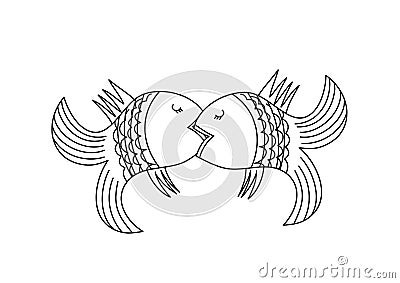 Fish lovers. illustration. Illustration depicting two kissing fish Stock Photo