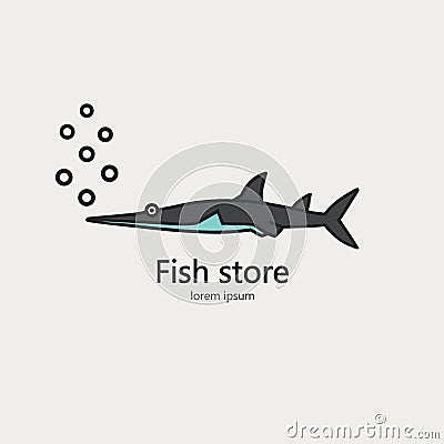 Fish made in modern flat style vector. Vector Illustration