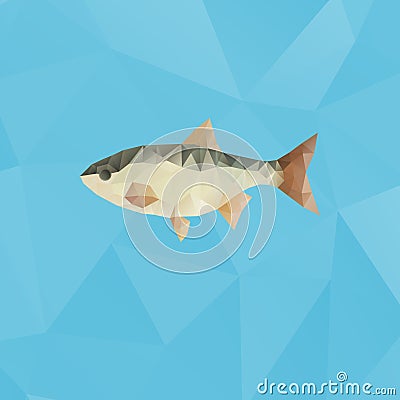 Fish made with triangles on polygonal background Vector Illustration
