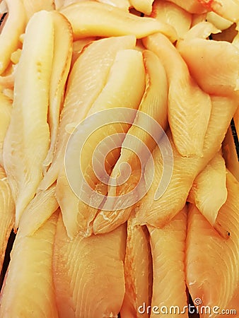 Fish Market. Fresh fish stand market presentation. Stock Photo