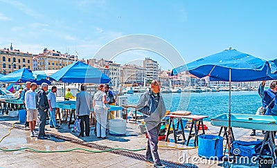 Fish Market in Old Port Editorial Stock Photo