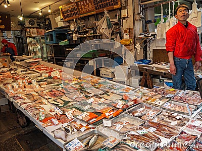 Fish market in Tokyo, Japan Editorial Stock Photo