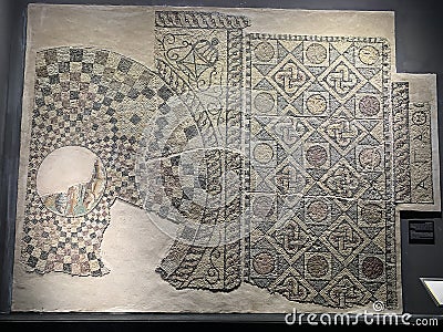 The fish Mosaic in graeco-roman museum Editorial Stock Photo