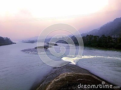 The fish mouth part of Dujiangyan dam in Sichuan, China Stock Photo