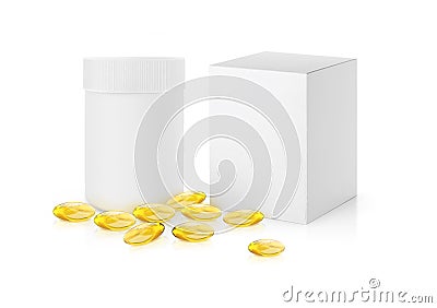 Fish oil capsule white background, health care and medical concept. 3d render Editorial Stock Photo