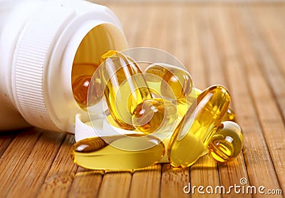 Fish oil capsules Stock Photo