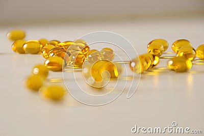 Fish oil capsules dietary supplement Stock Photo