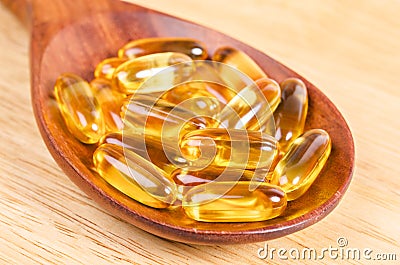 Fish oil capsules. Stock Photo