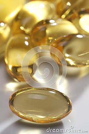 Fish oil health capsules Stock Photo