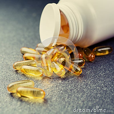 Fish oil pills oil capsules Stock Photo