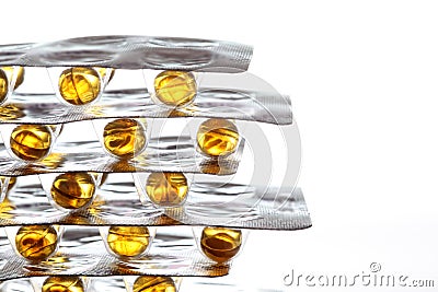 Fish oil pills on white background Stock Photo