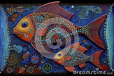 Fish, ornamental graphic fish Stock Photo