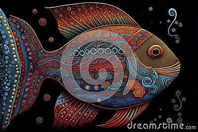 Fish, ornamental graphic fish Stock Photo