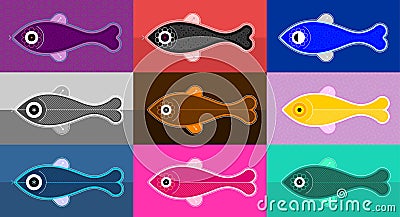 Pop art Decorative Fish Vector Illustration