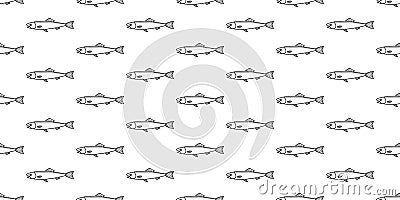 Fish salmon seamless pattern shark fin dolphin whale vector ocean wave background repeat wallpaper Stock Photo
