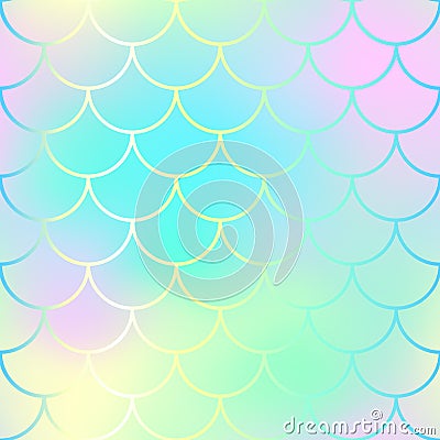 Fish scale pattern background. Gradient mesh texture. Candy color mermaid seamless pattern. Stock Photo