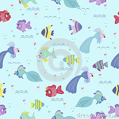 Fish seamless pattern for baby Vector Illustration