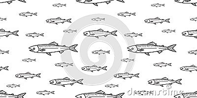 Fish seamless pattern salmon vector fin shark whale dolphin ocean wave tile background repeat wallpaper isolated Stock Photo