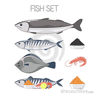 Fish set menu Vector Illustration