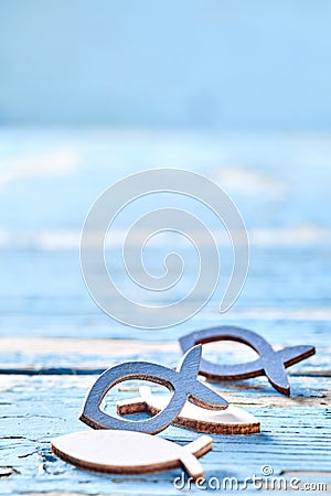 Fish shapes as symbol for Holy Catholic Communion Stock Photo