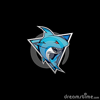 Fish shark esport gaming mascot logo template Vector Illustration