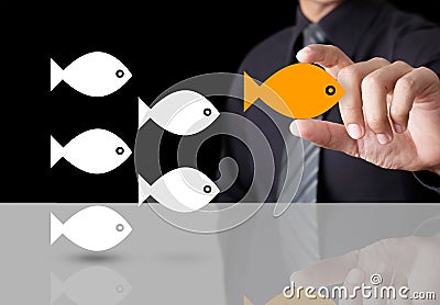 Fish showing leader individuality success Stock Photo