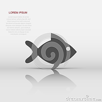 Fish sign icon in flat style. Goldfish vector illustration on white isolated background. Seafood business concept Vector Illustration