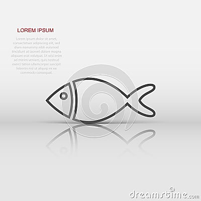 Fish sign icon in flat style. Goldfish vector illustration on white isolated background. Seafood business concept Vector Illustration