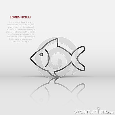 Fish sign icon in flat style. Goldfish vector illustration on white isolated background. Seafood business concept Vector Illustration