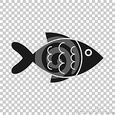 Fish sign icon in transparent style. Goldfish vector illustration on isolated background. Seafood business concept Vector Illustration