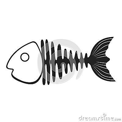 Fish skeleton icon, marine fishbone shape element Vector Illustration