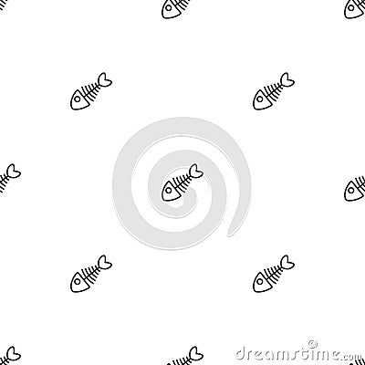 Fish skeleton seamless pattern. Background image of simple linear fish skeleton icon, fill for your design. Vector over Vector Illustration