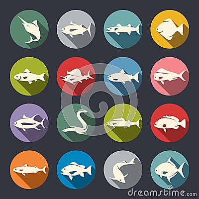 Fish species icons Vector Illustration