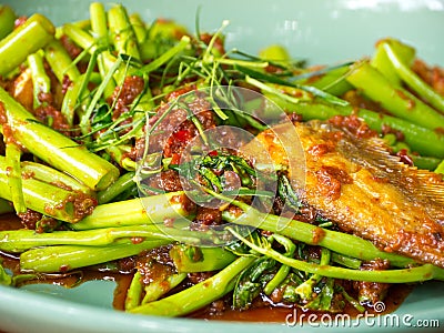Fish spicy stir-fried Stock Photo