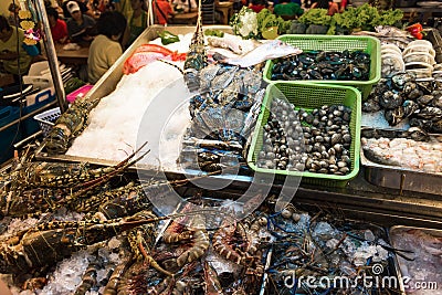 Fish stall on HuaHin Night market Editorial Stock Photo