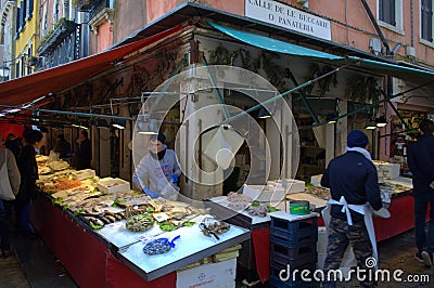 Fish stand Venice Editorial Stock Photo