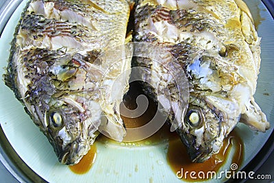 Fish steamed, Thai food Stock Photo