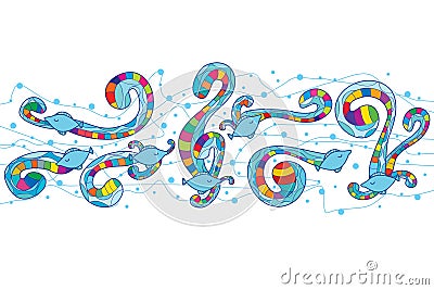 Fish swim colorful center Vector Illustration