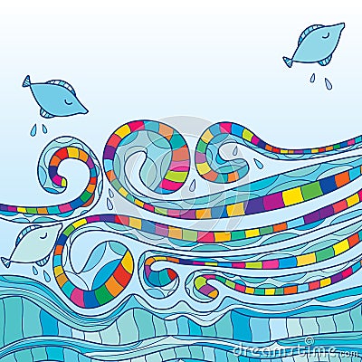 Fish swirl deco page Vector Illustration