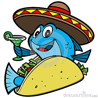 Fish Taco Cartoon Vector Illustration