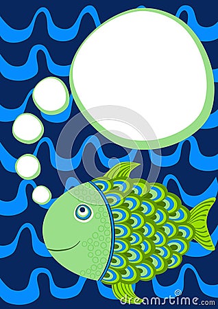 Fish with thought bubble greeting card