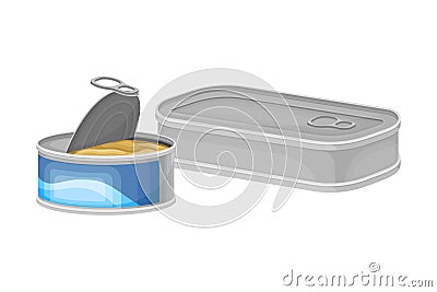 Fish Tin or Can as Manufactured Product Vector Illustration Vector Illustration