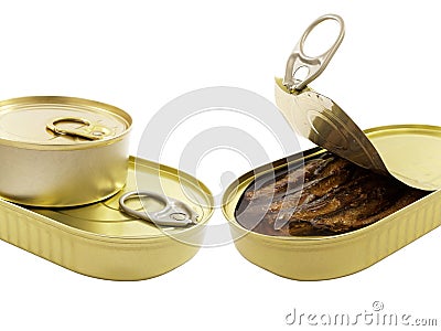 Fish tin cans Stock Photo